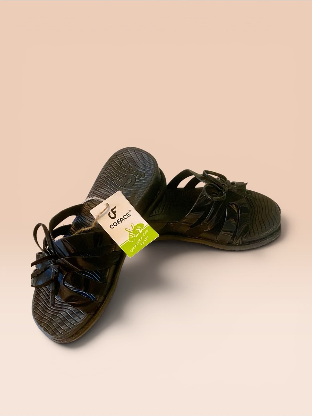 Coface Women's Black Slip-On Sandals Size 9 NIB